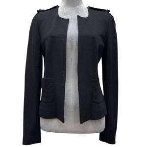 Hellessy Long Sleeves Open-Front Square Lined Pocket Blazer Jacket Black Size 6